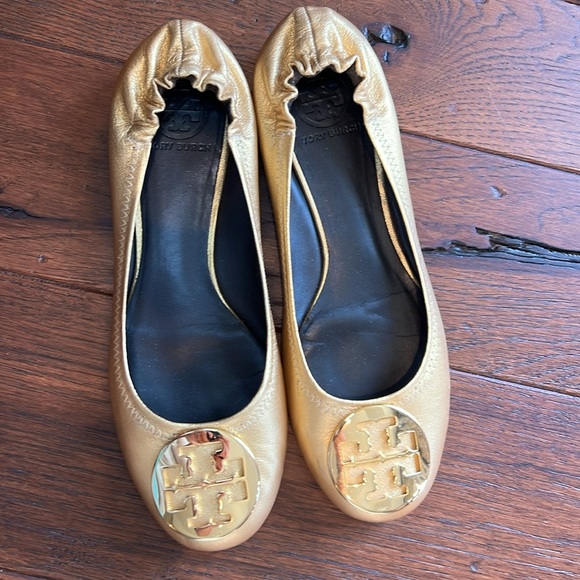 Tory Burch Gold Metallic Ballet Flats - Picture 2 of 8